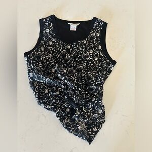 MISOOK TANK-STYLE BLOUSE (L); black & white rose